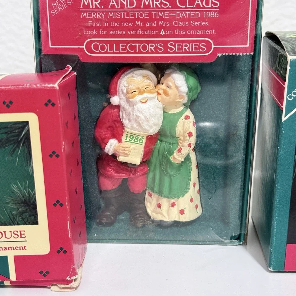 Vtg Hallmark Ornaments Lot Drummer Mouse Merry Bear Cookies Waiting Light Santa